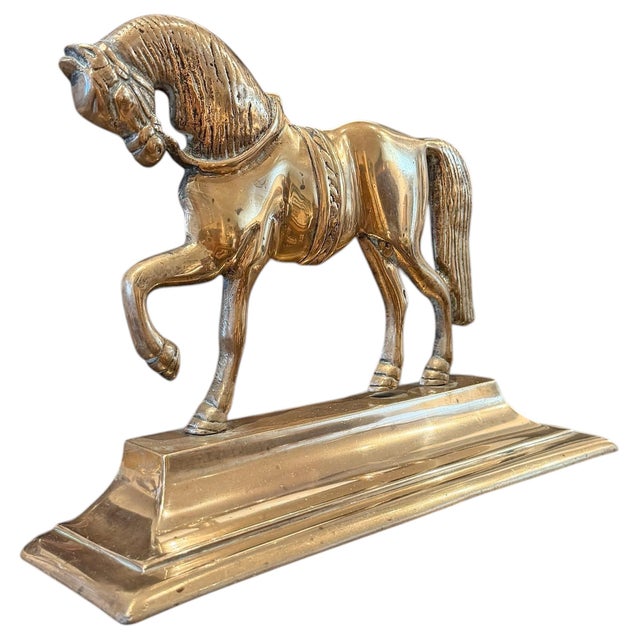 Brass Pair of Early 19th Century English Georgian Brass Horse Doorstops For Sale - Image 8 of 13