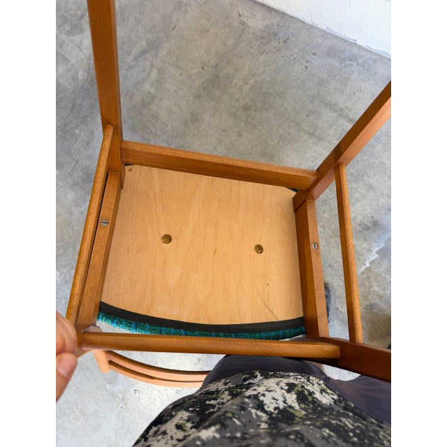 Emerald Set of 4 Vintage Danish Teak Dining Chairs Mid Century Modern Blue Upholstered For Sale - Image 8 of 9