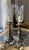 1990s 1990s Heirloom Heavy Casted Brass and Glass Hurricane Table Sconce Vintage - Pair For Sale - Image 5 of 10