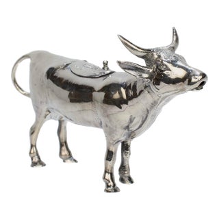 Figural Israel & Son Ltd. Sterling Silver Cow Creamer or Milk Pitcher For Sale