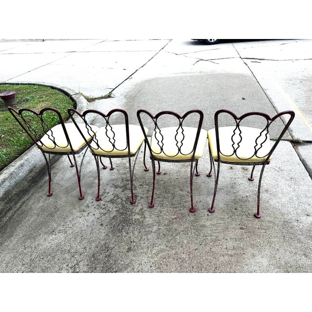Lee Woodard 1950’s Set of 4 Iron Scroll Back Chairs For Sale In Detroit - Image 6 of 12