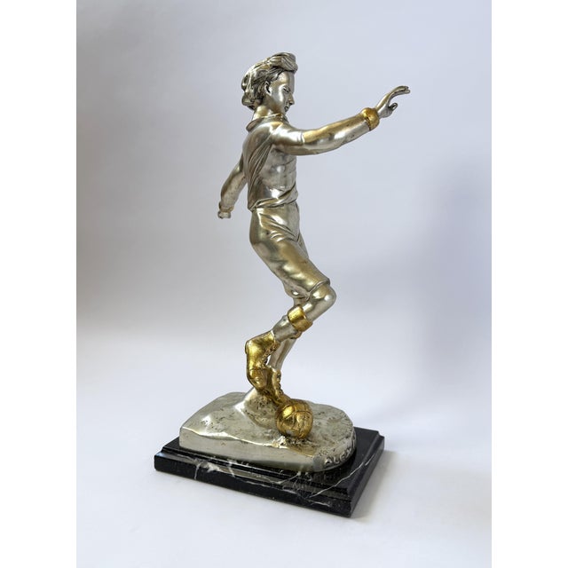 Metal Bronze Sculpture of Soccer Player – 18" For Sale - Image 7 of 12