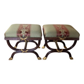William Switzer Neoclassical Style Gilt Wood X Benches- a Pair For Sale