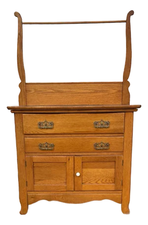 Antique Oak Washstand Cabinet | Early 1900s Colonial Revival Dry Sink | Solid Oak Bathroom or Entryway Storage | Antique Small Wood Cabinet