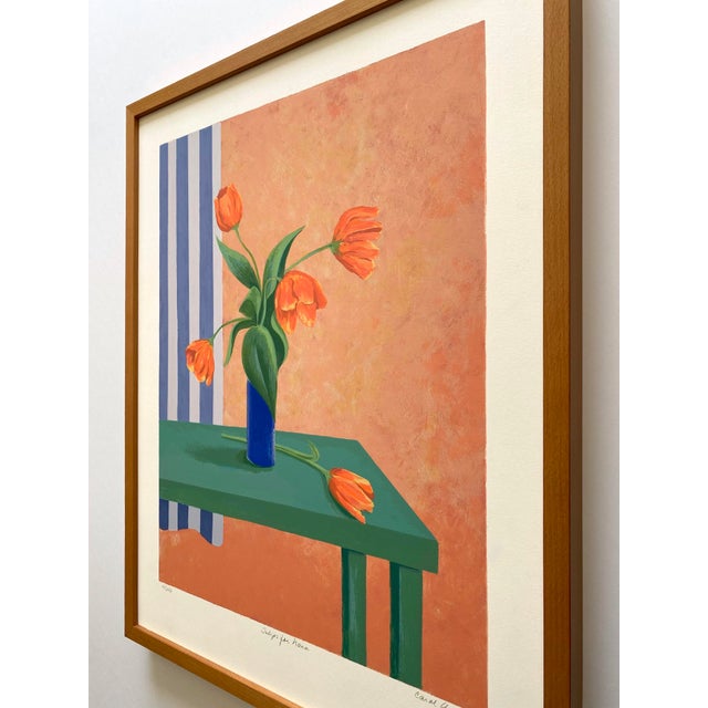 Carol Chapman Vintage 1994 Contemporary Limited Edition Framed Hand Signed Pop Art Silkscreen Print " Tulips for Nana " 1992 For Sale - Image 17 of 18