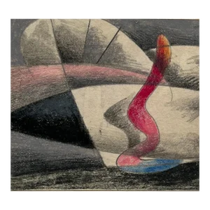 1990s Mixed Media "Micro Biomorphic Abstract Drawing Ii"