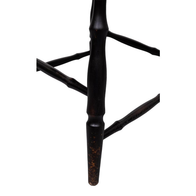 Vintage Windsor Style Spindle-Back Dining Chairs in Black Oak, 1960, Set of 6 For Sale - Image 9 of 12