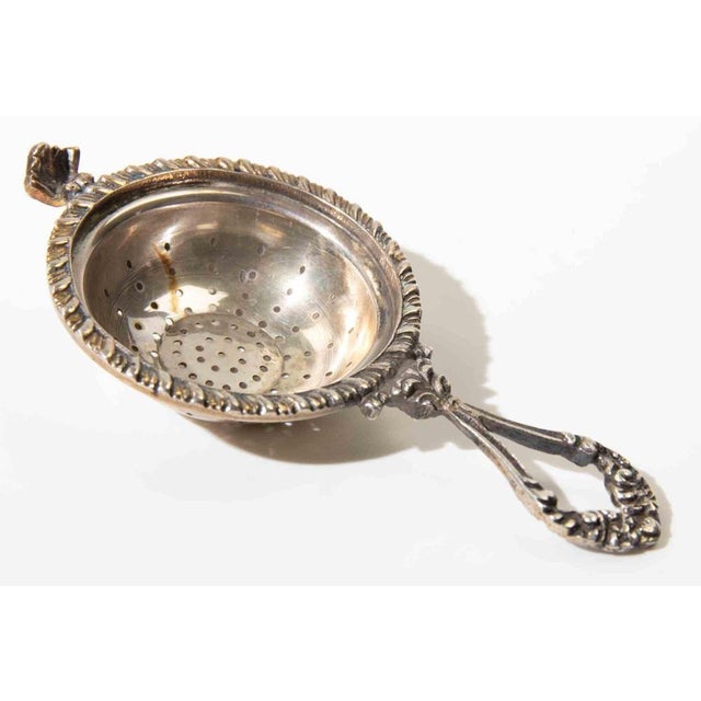 Vintage 800 Silver Tea Strainer with Ornate Handle, 1970s For Sale - Image 4 of 5