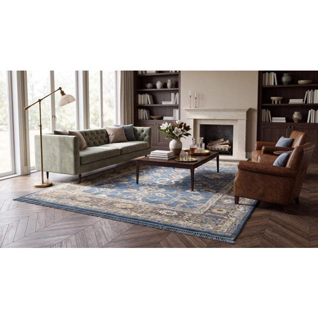 Elevate your space with this exquisite Hand-Knotted Modern Oushak Style Wool Area Rug, tailored for sophisticated interior...