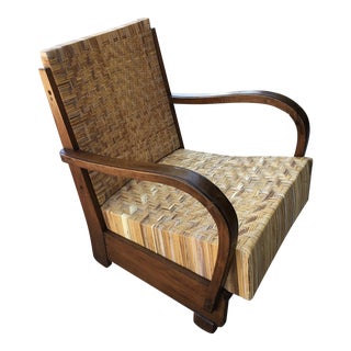 1920s Vintage British Colonial Art Deco Lounge Chair For Sale