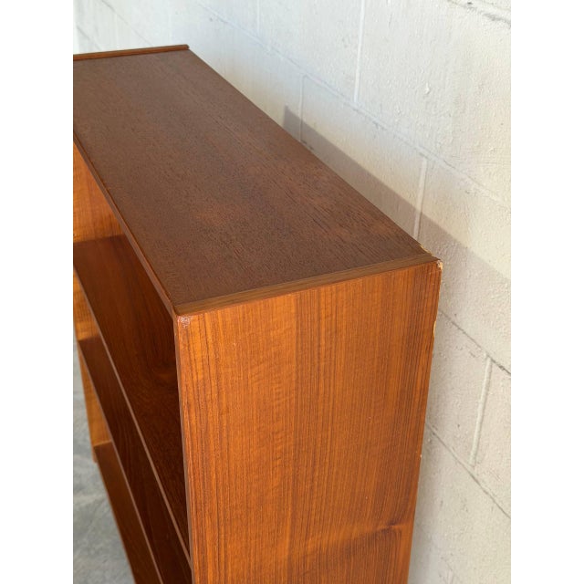 Wood Vintage Danish Teak Bookcase Scandinavian Modern Open Shelf Cabinet For Sale - Image 7 of 10