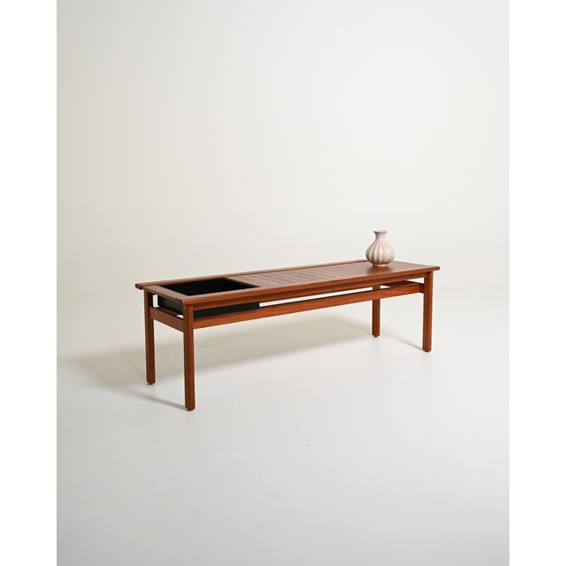 Scandinavian Teak Bench with Planter, 1960s For Sale - Image 3 of 8