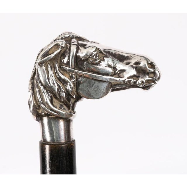 Antique Silver Novelty Horse Head Walking Cane Stick, 1800s For Sale - Image 6 of 7
