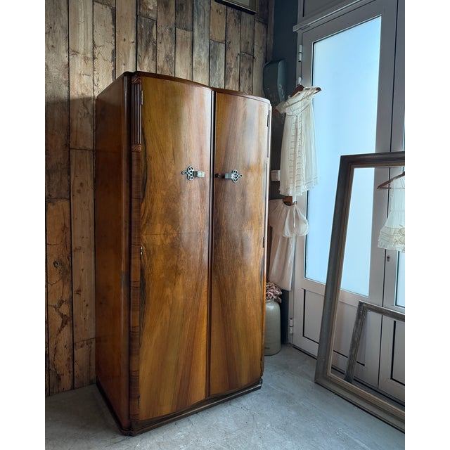Tan Art Deco English Wardrobe, 1890s For Sale - Image 8 of 18
