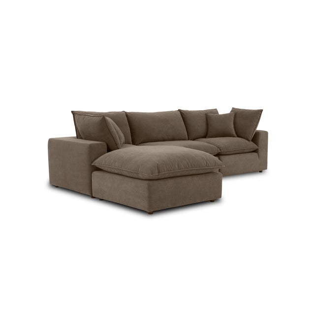 Cali 4-Piece Chocolate Brown Performance Velvet Sectional For Sale - Image 4 of 7