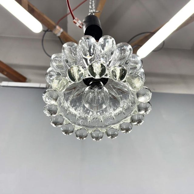 Black Small Vintage Pressed Glass Pendant Light, Former Czechoslovakia, 1970s For Sale - Image 8 of 11