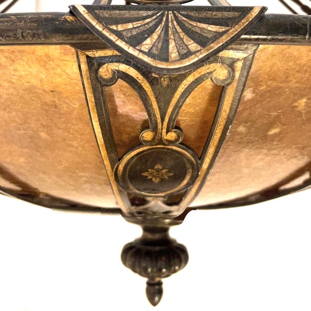 Fine Art Lamps French Renaissance Revival Iron and Mica Pendant For Sale - Image 4 of 13