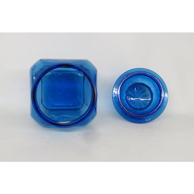 Anchor Hocking Deep Cobalt Blue Glass Apothecary Jar VTG Canister With Lid 4750b For Sale - Image 10 of 14