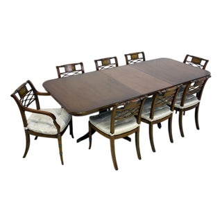 Regency Dining Table and Chairs in Mahogany, 1920s, Set of 9 For Sale