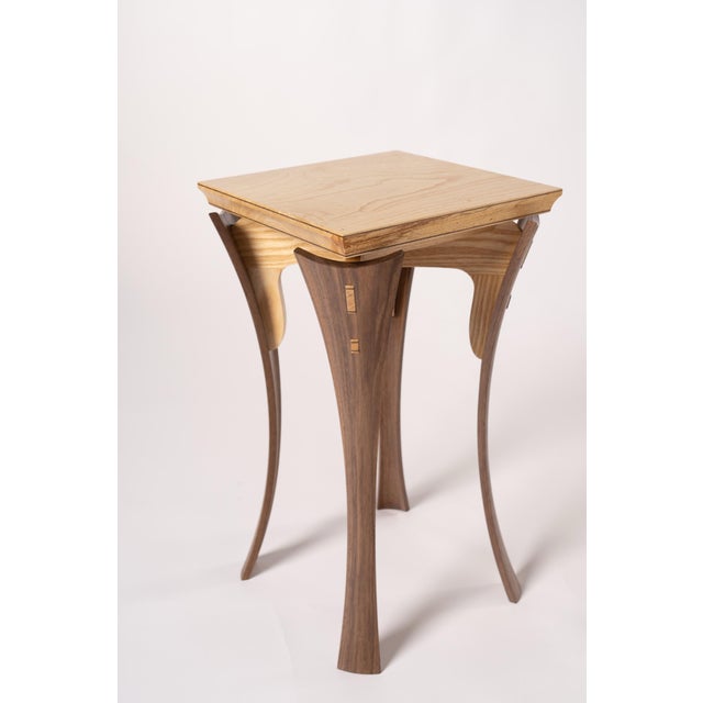 Contemporary Ash and Walnut Side Tables - a Pair For Sale - Image 4 of 8