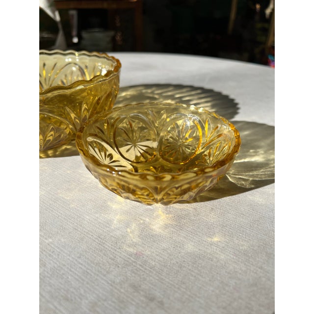 Mid-Century Modern Vintage Amber Glass Bowls- Set of 2 For Sale - Image 3 of 9