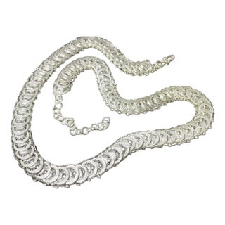 Sterling Silver Fine Filagree Articulated Disc Necklace by Amaree For Sale
