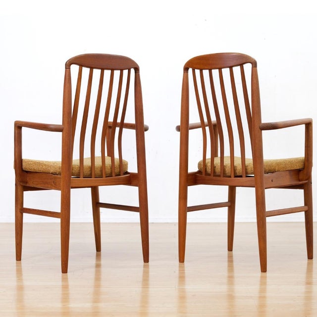 1970s Set of Six Danish Design Teak Dining Chairs Attributed to Benny Linden For Sale - Image 11 of 12