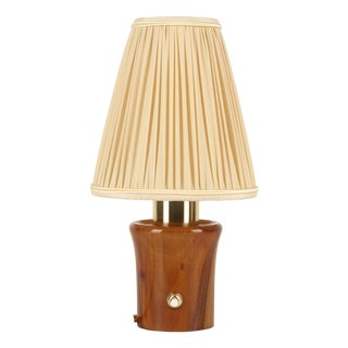 Small Cherrywood Table Lamp with Fabric Shade by Rupert Nikoll, Vienna, Austria, 1950s For Sale