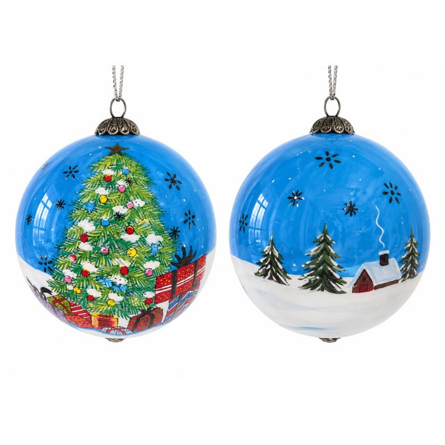 1950s Hand-Painted Blown Glass Christmas Ornaments, Eastern Europe, 1950s, Set of 4 For Sale - Image 5 of 9