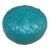 Moroccan Hand Made Teal Leather Pouf For Sale