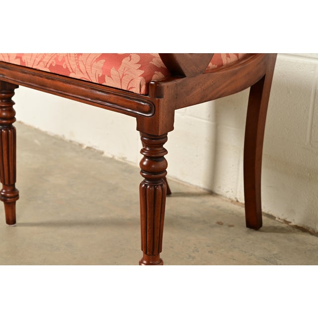 Baker Furniture Style English Regency Carved Mahogany Dining Chairs, Set of Six For Sale - Image 12 of 14