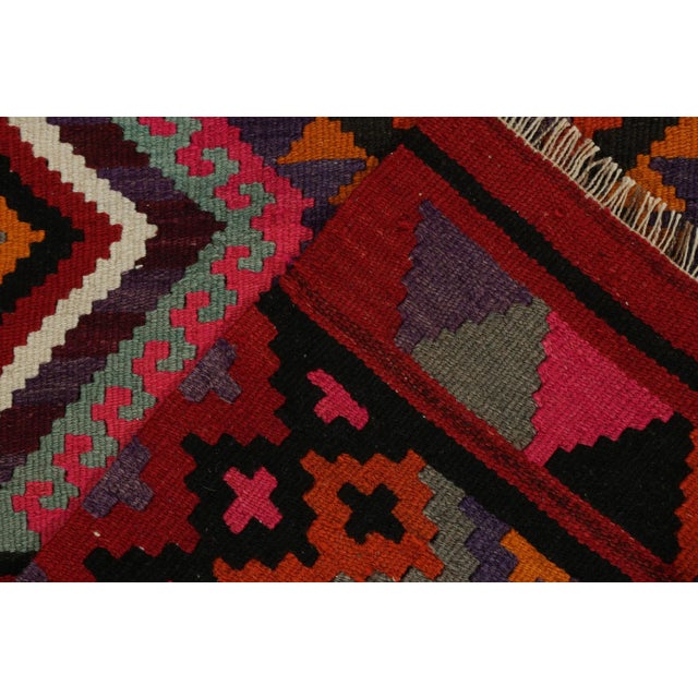 1950s Vintage Tribal Kilim Runner in Red, Multicolor Geometric Pattern For Sale In New York - Image 6 of 7