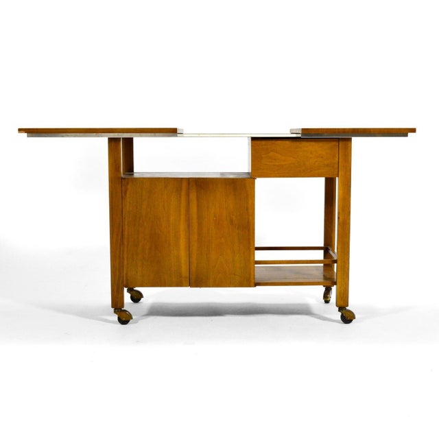 Brown John Widdicomb Bar Cart / Server with Expanding Top For Sale - Image 8 of 11