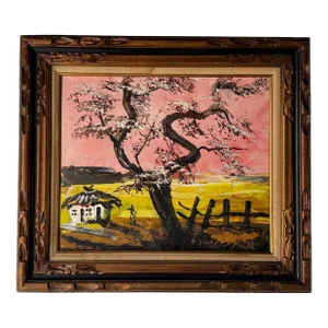 1960's Morris Katz ( 1932 - 2010 ) Impressionist Countryside Landscape Painting, Framed