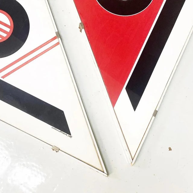 Glass Italian Modern Picture with Geometric Decoration Prints, 1980s, Set of 4 For Sale - Image 7 of 9