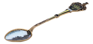 Souvenir Spoon in Enamelled Silver with Vienna Theatre Motif