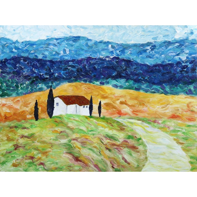 Large Textural Landscape Painting on Canvas "A Summer Feeling" Original Artwork by Katharina Husslein - Ready to Hang For Sale - Image 10 of 10