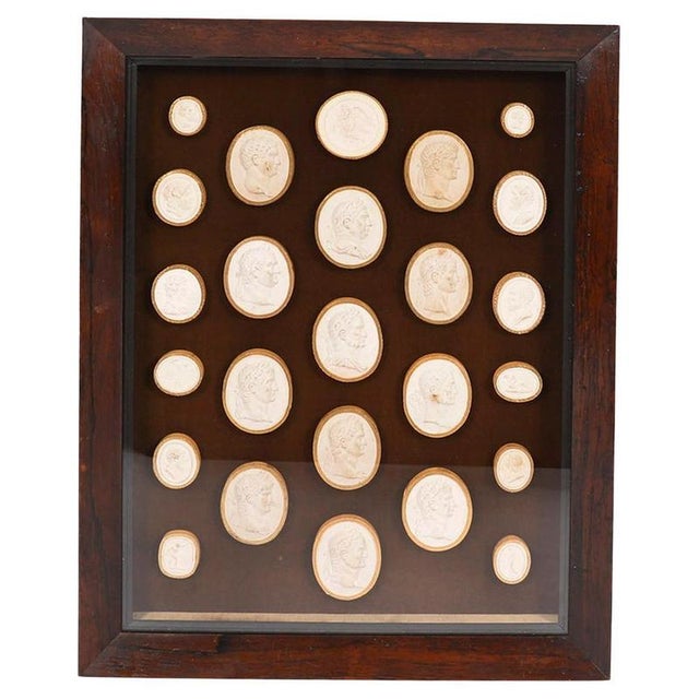 Antique 19th Century Grand Tour Roman Emperor Framed Intaglios from Giovanni Liberotti For Sale - Image 9 of 9
