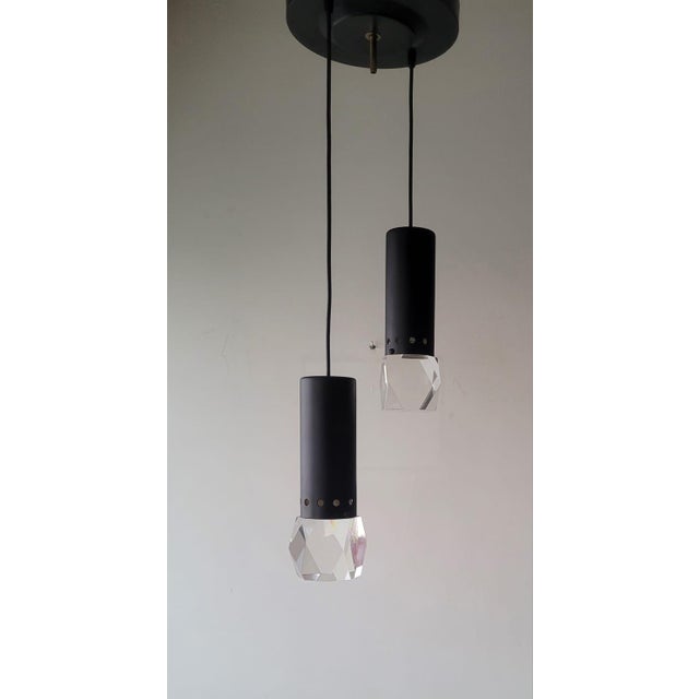 Metal Pendant Lamp in Glass and Metal with Faceted Diffuser from Stilnovo, Italy, 1960s For Sale - Image 7 of 14