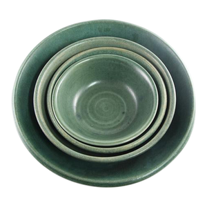 Green Earthenware Mixing Bowls- Set of 4