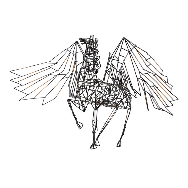 1970s Stan Bennett Pegasus Hanging Wire Sculpture, California Studio Craft, Kinetic Art For Sale