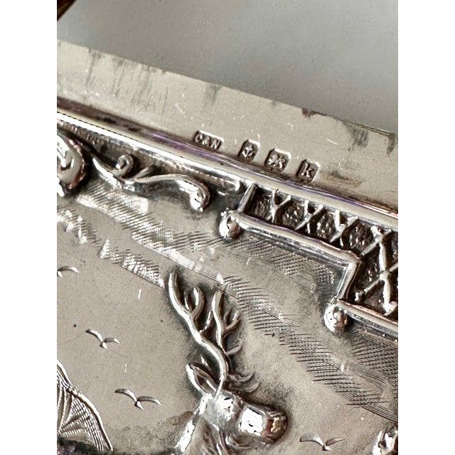 1900 - 1909 Antique 1909 Edwardian Sterling Silver Stag Calling Card Case by Crisford & Norris For Sale - Image 5 of 16