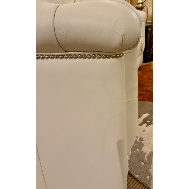 Hancock and Moore Tufted White Top Grain Leather Sofa Chairish