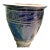 Mediterranean Style Large Pottery Studio Cobalt Blue Glazed Ceramic Planter W/Incised Tan Scroll For Sale