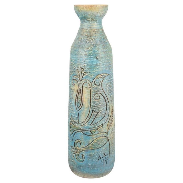 Large Floor Vase with Bird Motif by Antoni M. Zawadzki for Tilgmans Keramik, 1967 For Sale - Image 6 of 6