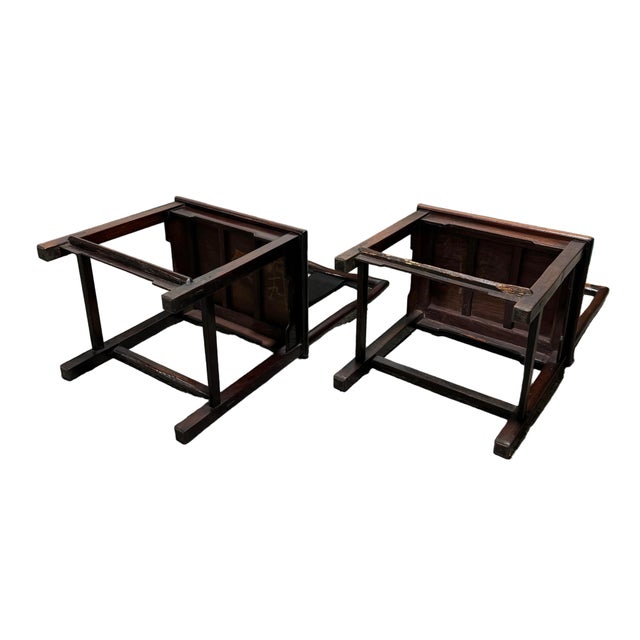 Wood Pair of Vintage Ming Style Chinese Dining Chairs For Sale - Image 7 of 14