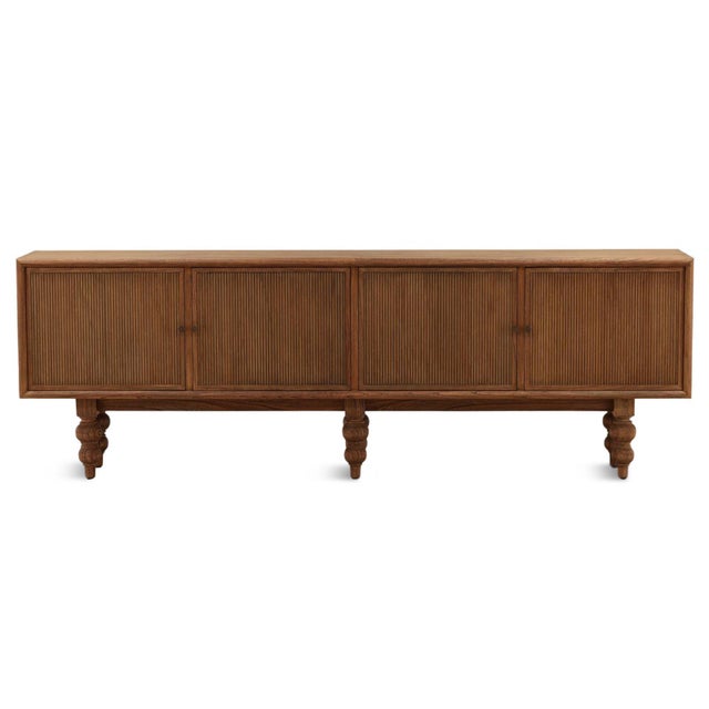 Oak Fluted Four-Door Sideboard Credenza For Sale - Image 11 of 12
