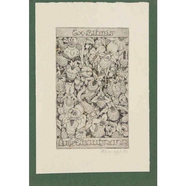 Ex Libris Luise Trautmann, Etching, Early 20th Century For Sale