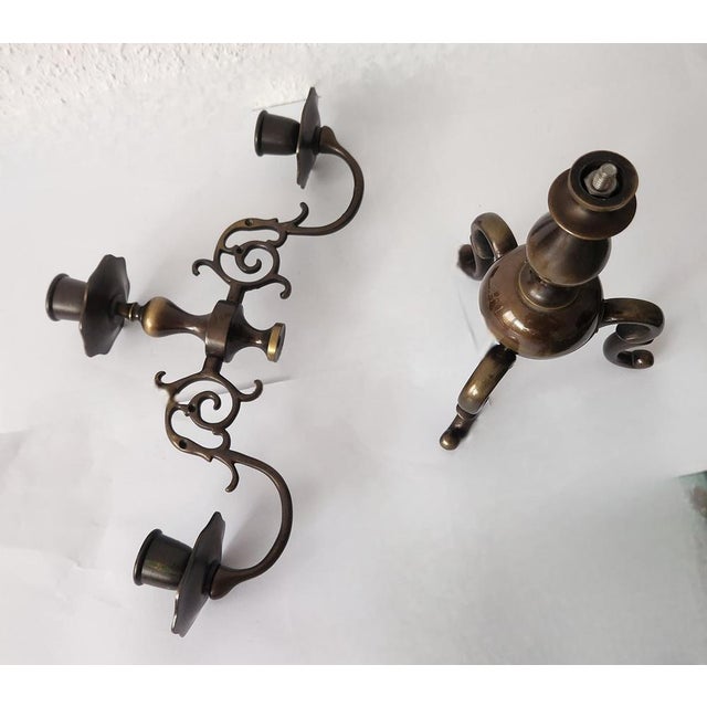 Antique Three-Armed Candlestick in Bronze, 1960s For Sale - Image 17 of 18