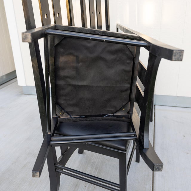 Wood 1970s Charles Rennie Mackintosh Style Ingram High Back Chairs — Set of 4 — Postmodern Gothic For Sale - Image 7 of 12